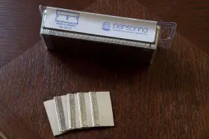 A close-up of a box of Personna Single-Edged Razor Blades (quantity 100).